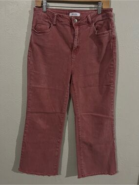 Zenana Outfitters Women's Cropped Straight Jeans - Rosewood size Large